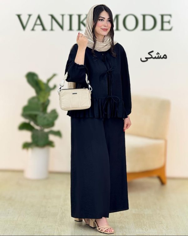 ست مانتو شلوار چین دار رنگی کد f719