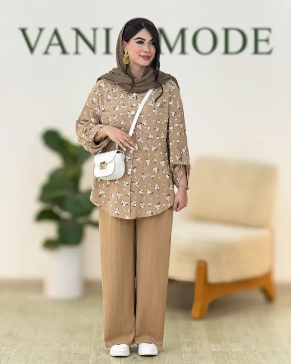ست شومیز شلوار گل گچی کد g914