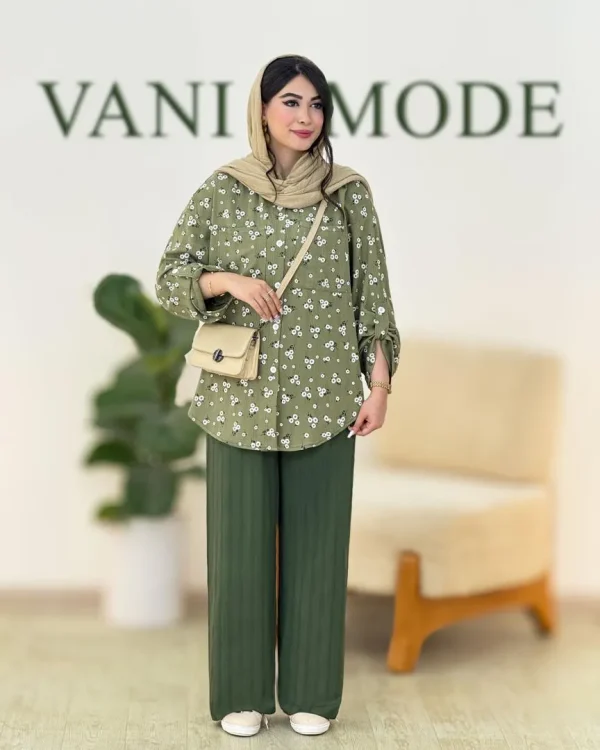 ست شومیز شلوار گل گچی کد g914