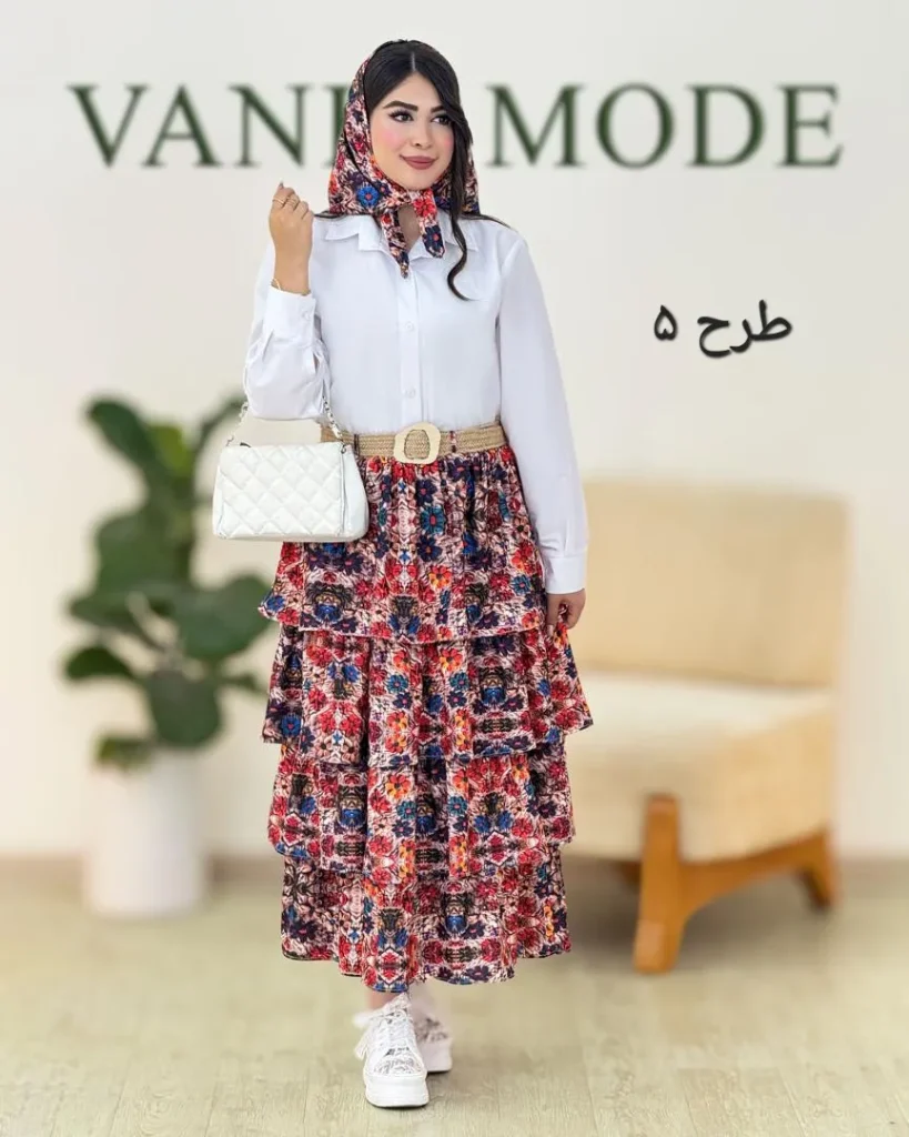شومیز دامن چین دار و روسری کد g893
