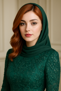 رنگ مو با لباس مجلسی سبز