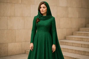 رنگ مو با لباس مجلسی سبز