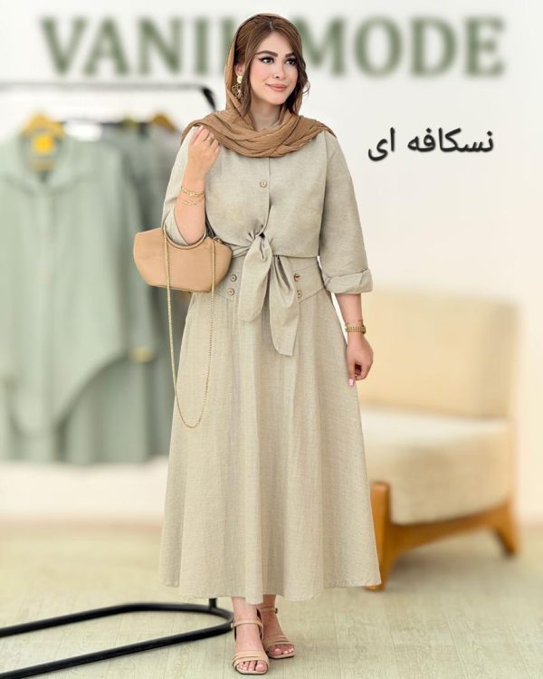 ست شومیز آستین دکمه خور و دامن زیپ دار کد g949