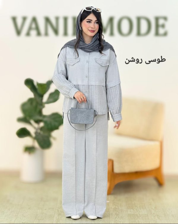 ست شومیز شلوار تیکه دوزی کد g953