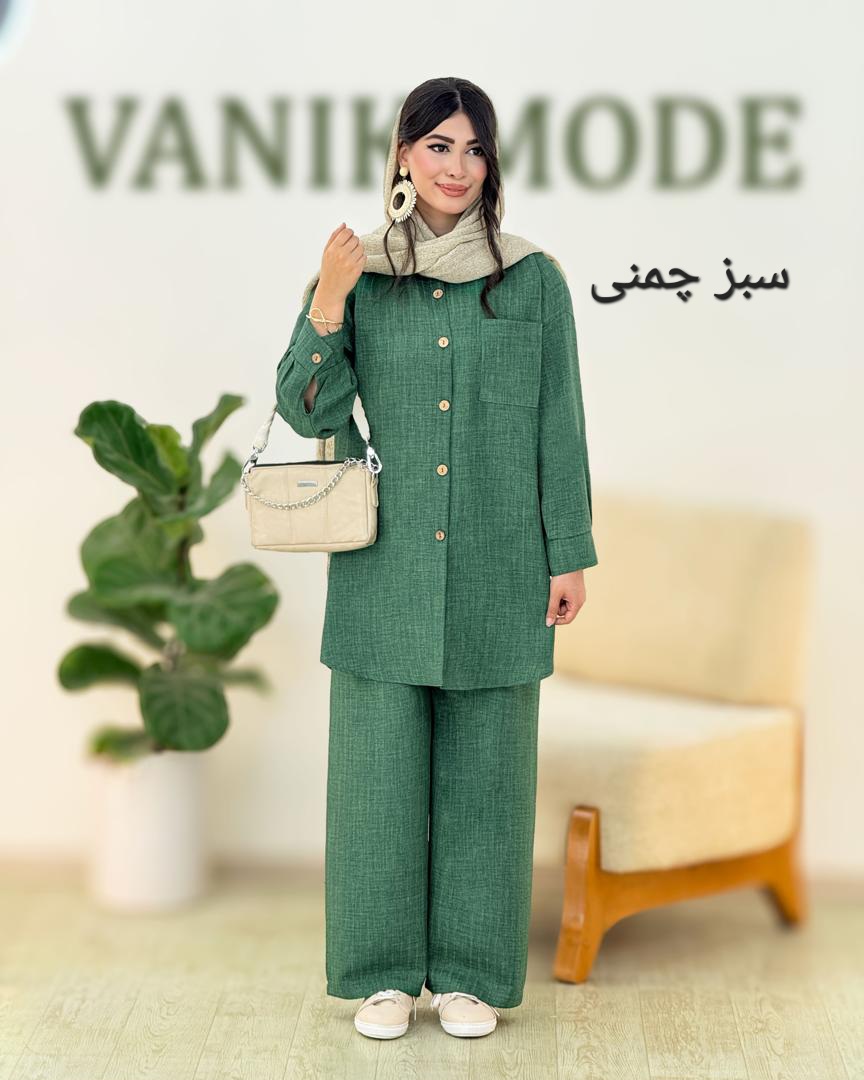 ست شومیز شلوار دکمه دار کد g911