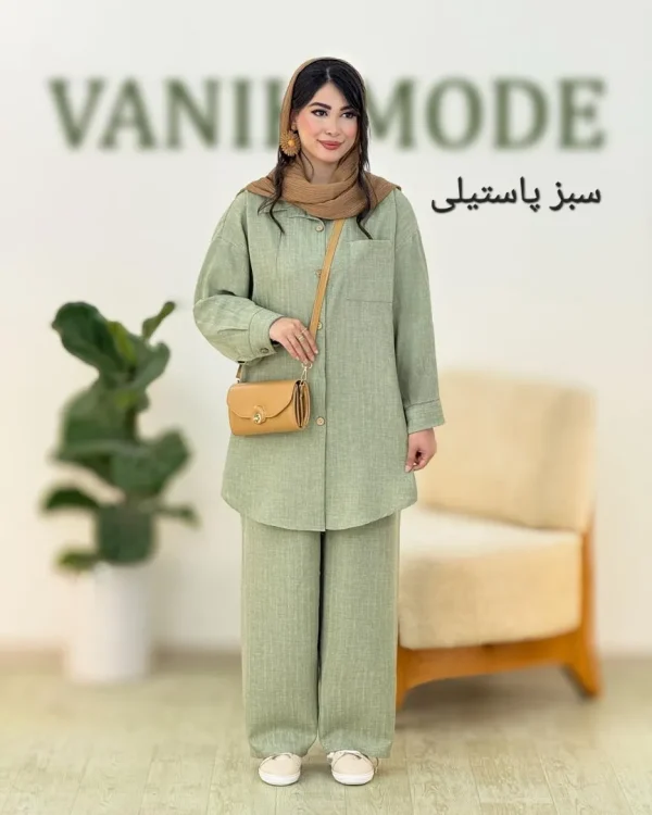 ست شومیز شلوار دکمه دار کد g911
