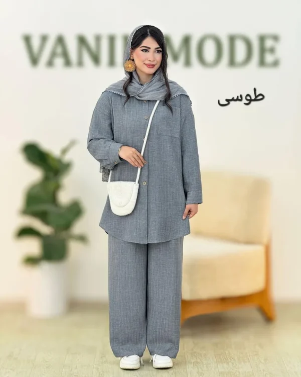 ست شومیز شلوار دکمه دار کد g911