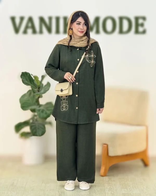 ست شومیز گلدوزی و شلوار راسته کد h28
