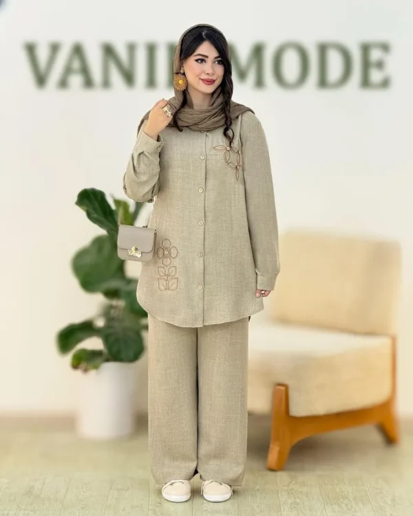 ست شومیز گلدوزی و شلوار راسته کد h28