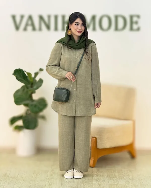ست شومیز گلدوزی و شلوار راسته کد h28