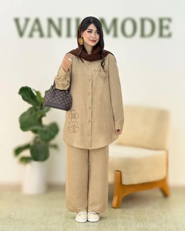 ست شومیز گلدوزی و شلوار راسته کد h28