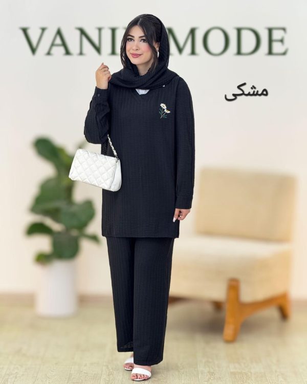 ست شومیز یقه سفید و شلوار کمرکش کد g889