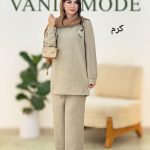 ست شومیز یقه سفید و شلوار کمرکش کد g889
