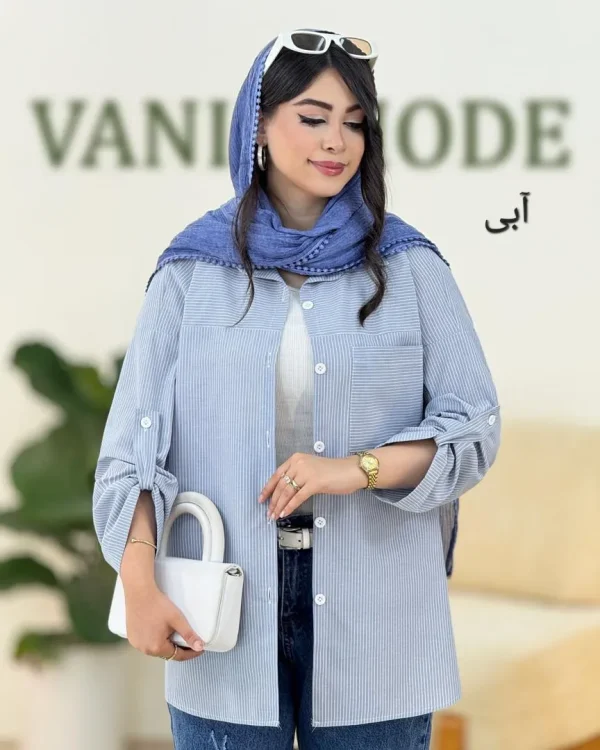 شومیز لینن راه راه کد g995