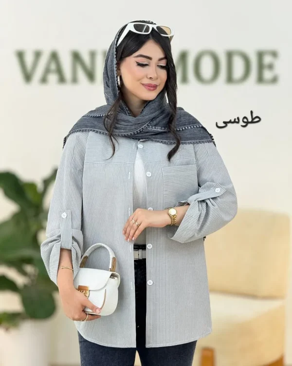 شومیز لینن راه راه کد g995
