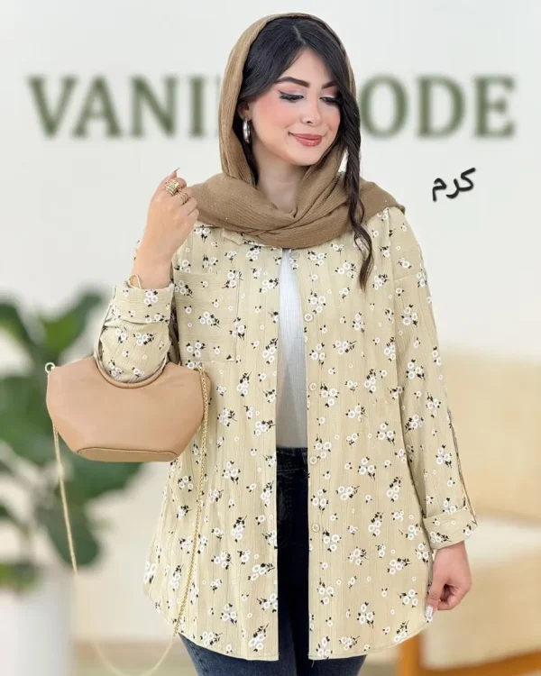 شومیز کریشه گل گچی کد g961