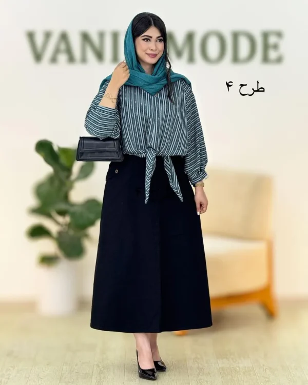 شومیز گره دار دامن پشت کش کد g850