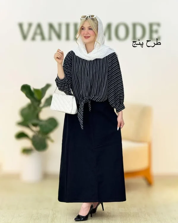 شومیز گره دار دامن پشت کش کد g850