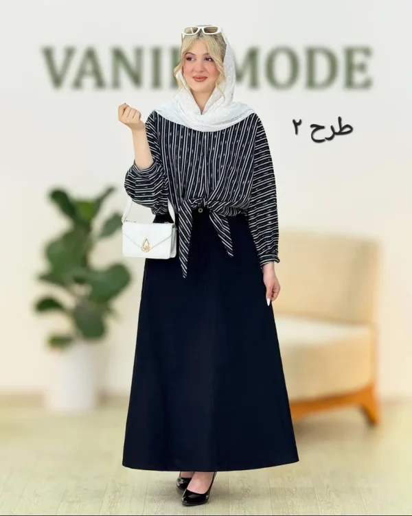 شومیز گره دار دامن پشت کش کد g850
