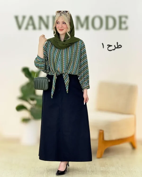 شومیز گره دار دامن پشت کش کد g850