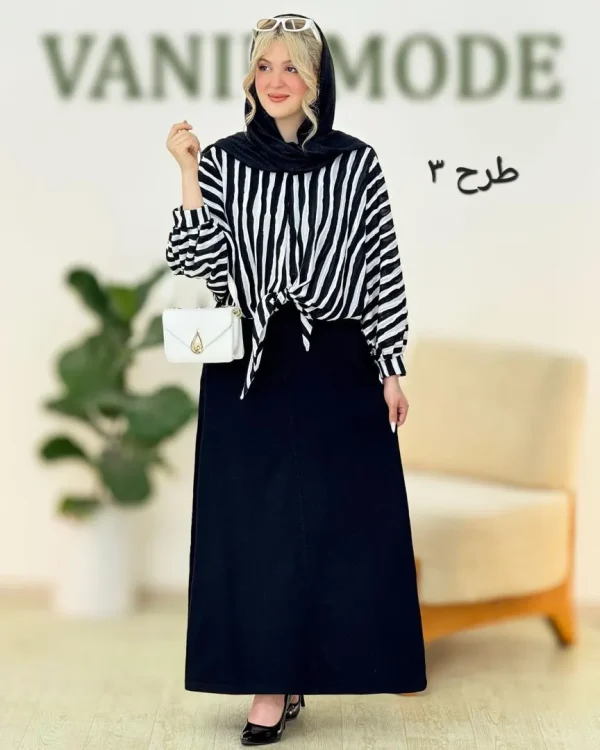 شومیز گره دار دامن پشت کش کد g850