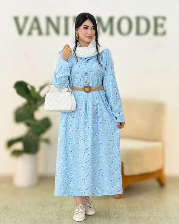 ماکسی سه دکمه شانتون کمربنددار کد g905