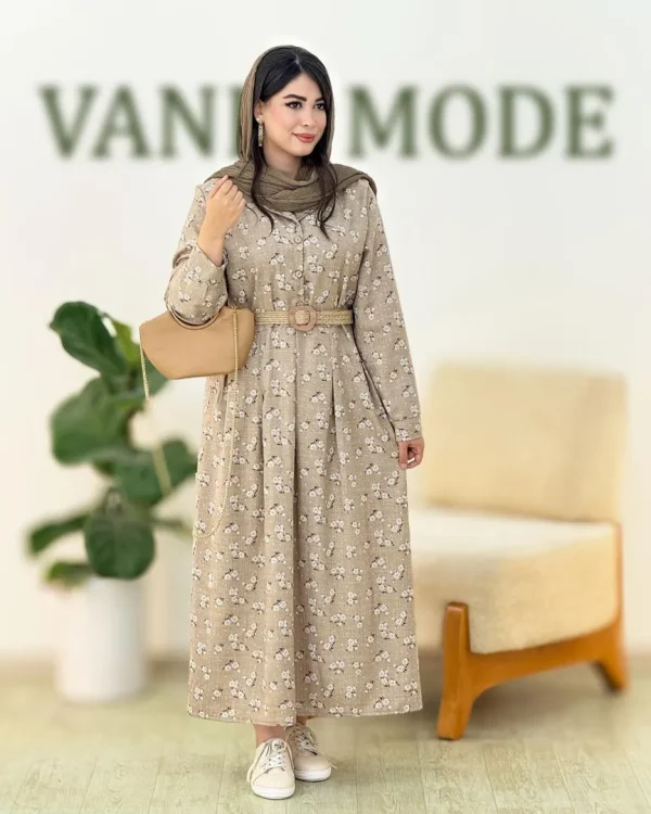 ماکسی سه دکمه شانتون کمربنددار کد g905
