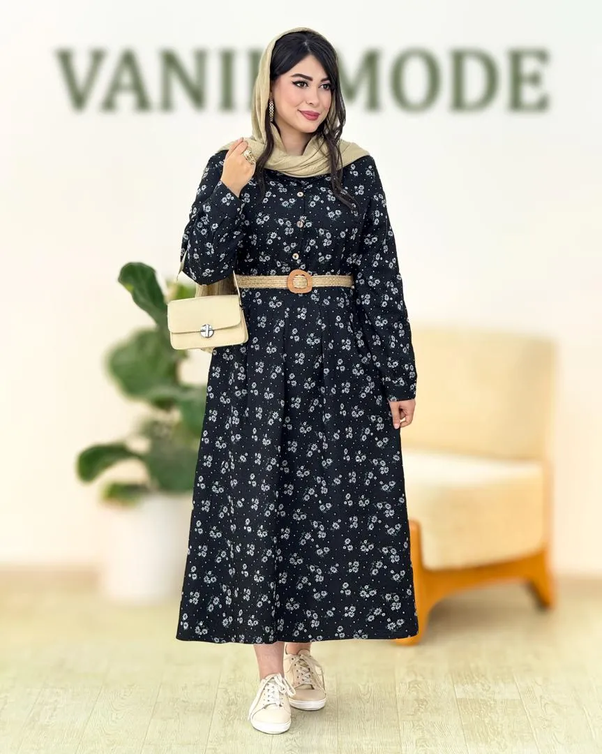 ماکسی سه دکمه شانتون کمربنددار کد g905