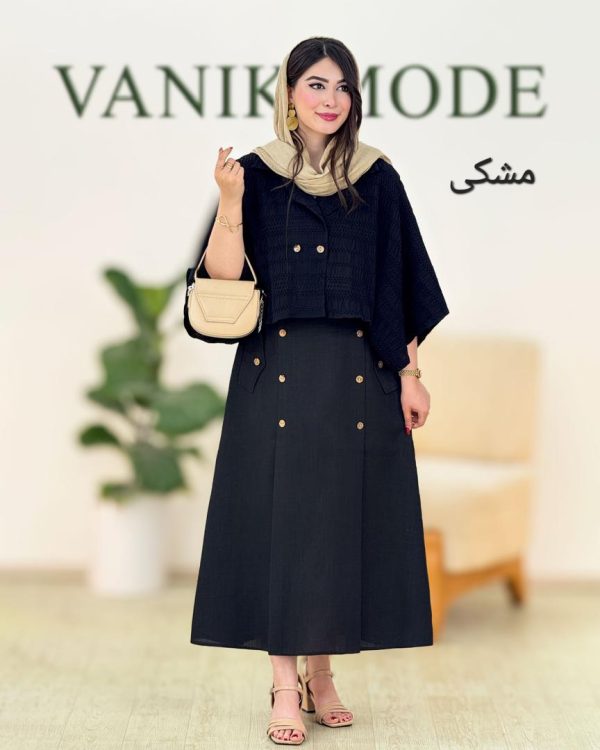 کت دامن کوک دوزی جلو دکمه دار کد g799