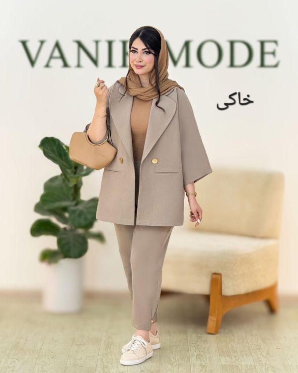 کت یقه انگلیسی و شلوار پیلی دار کد g892