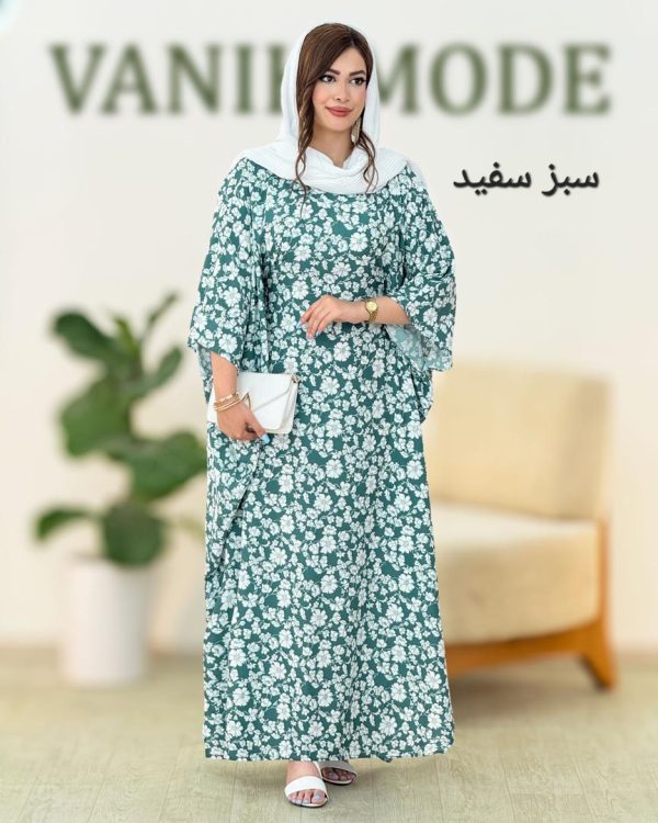 پیراهن پانچ یقه گرد گلدار کد h13