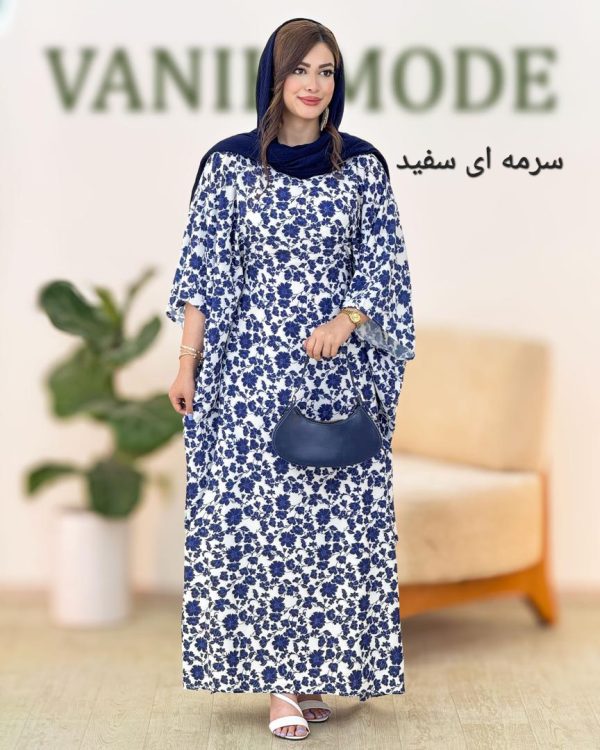 پیراهن پانچ یقه گرد گلدار کد h13