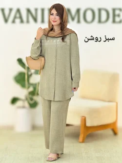 ست مانتو شلوار گلدوزی شانتون صوفیا کد h56