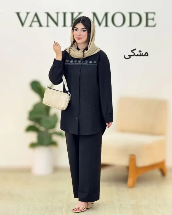 ست مانتو شلوار گلدوزی شانتون صوفیا کد h56