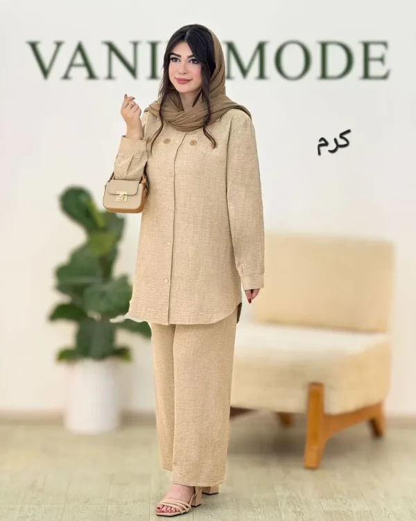 ست مانتو شلوار گلدوزی شانتون صوفیا کد h56