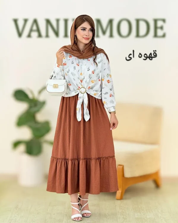 شومیز دامن آستین مچ دار کمر کش کد h70