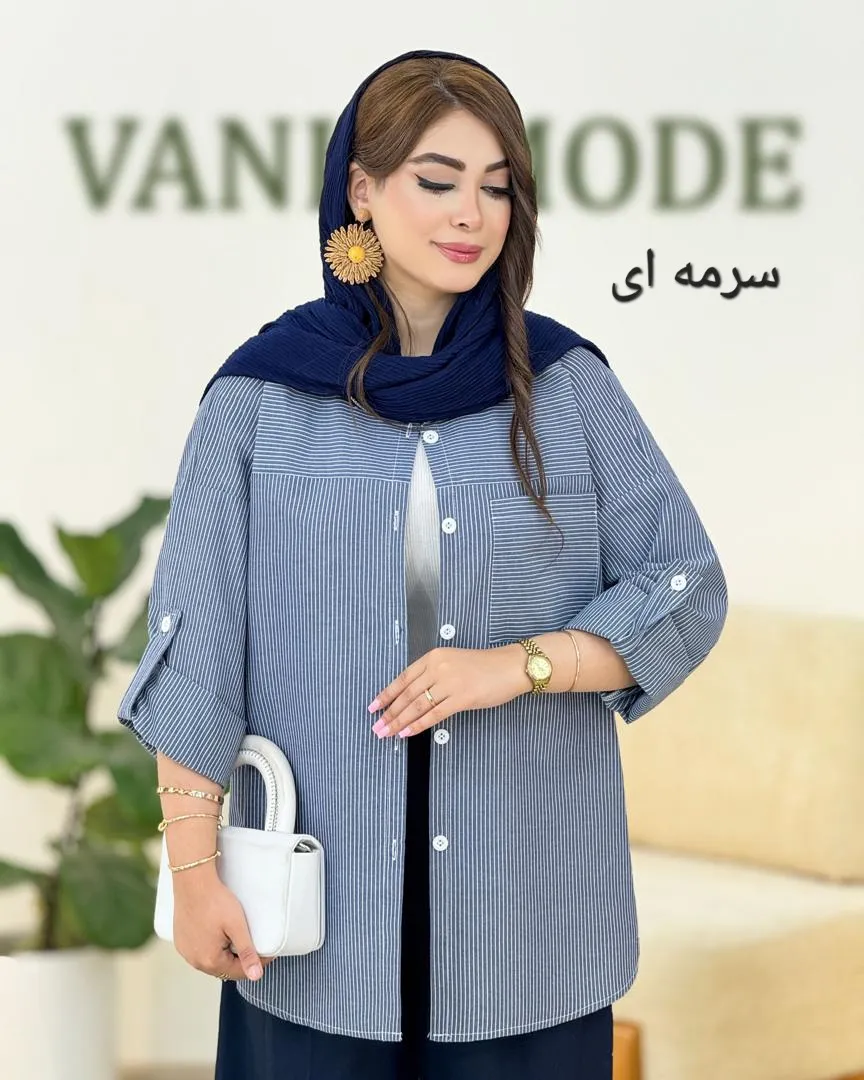 شومیز لینن راه راه کد g995