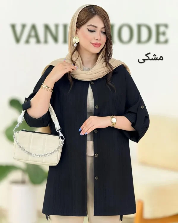 شومیز مانتویی آستین گت دار کد f742