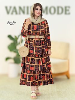پیراهن طبقه ای چین دار با کمربند کنفی کد g992