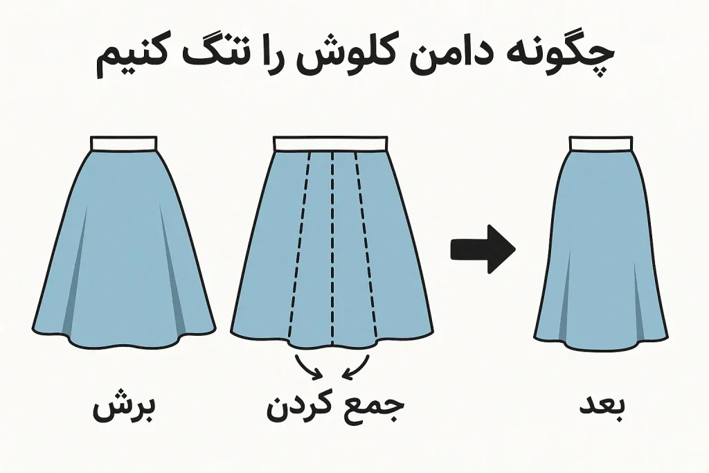 چگونه دامن کلوش را تنگ کنیم