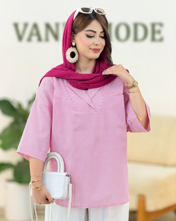 شومیز جلو بسته راه راه کد H222