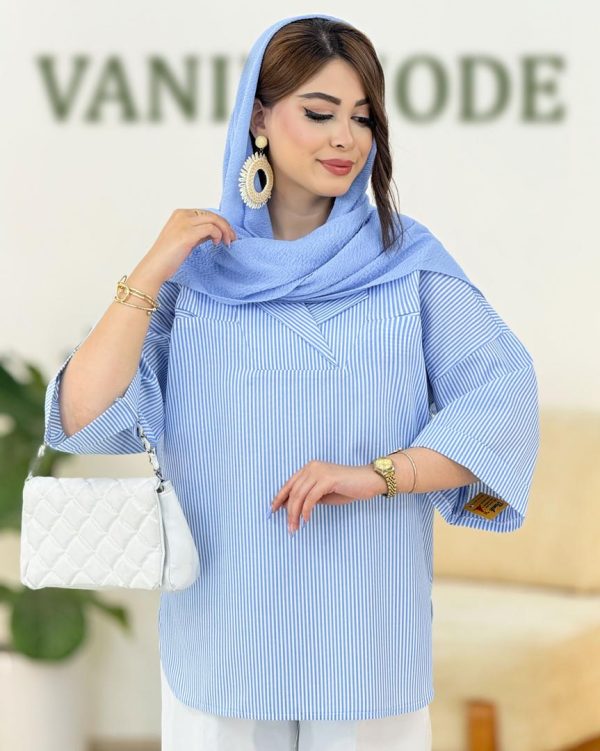 شومیز جلو بسته راه راه کد H222