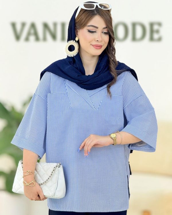 شومیز جلو بسته راه راه کد H222