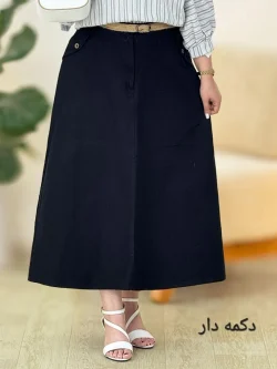 دامن پشت کش کتان کد g287