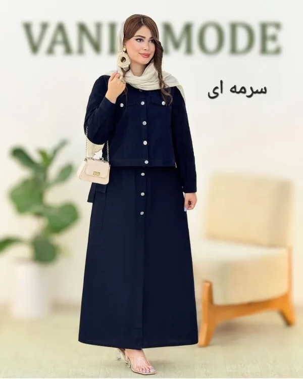 ست کراپ کت و دامن لینن کد h74