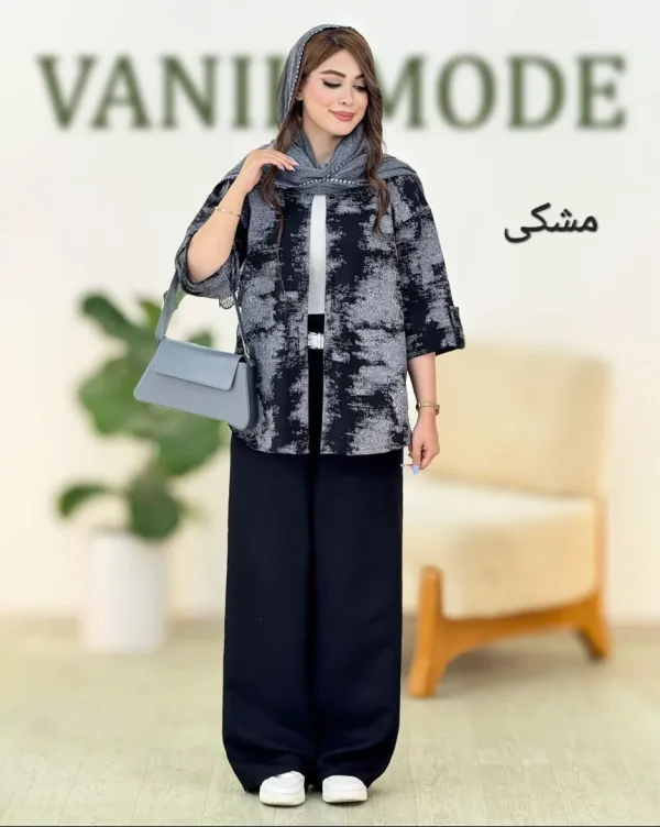 شومیز آستین پاکتی شلوار نیم بگ لینن کنفی کد h134