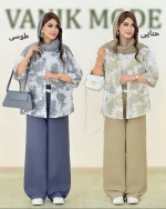شومیز آستین پاکتی شلوار نیم بگ لینن کنفی کد h134 (4)
