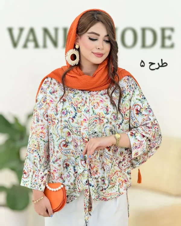 مانتو کیمونو طرحدار ساتن کد h140