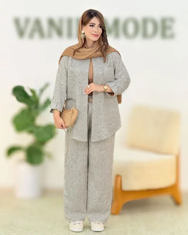 ست شومیز دکمه خور و شلوارکمرکش کدh325