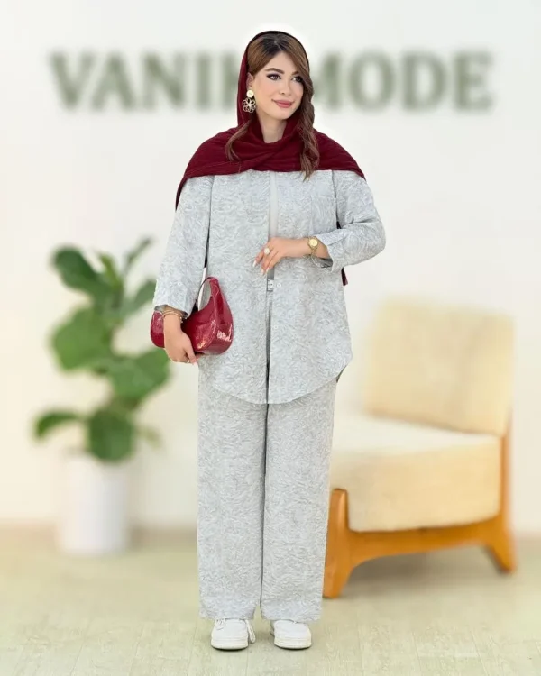 ست شومیز دکمه خور و شلوارکمرکش کدh325